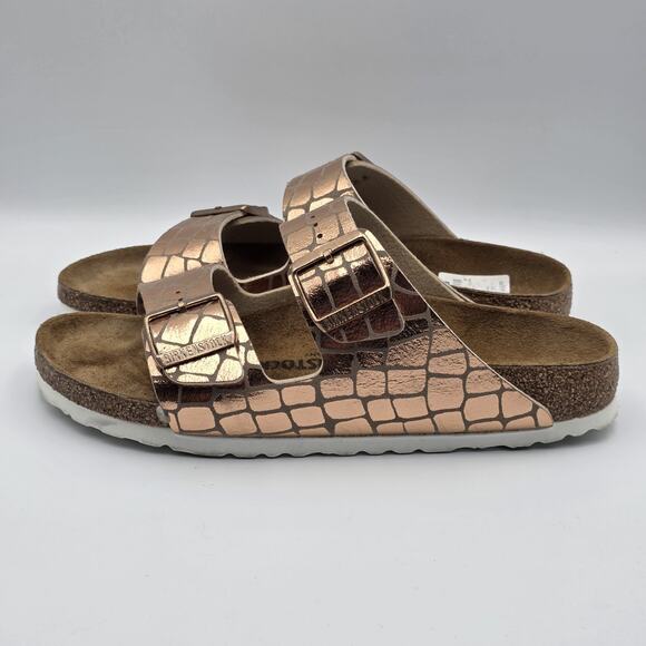 Birkenstock Arizona Gator Gleam Big Buckle Sandal in Copper SZ 39/8 - Picture 2 of 9